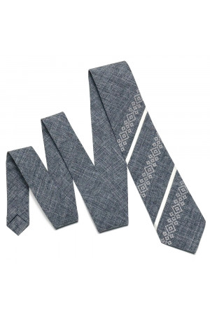 Вышитый галстук «Макар» серого цвета