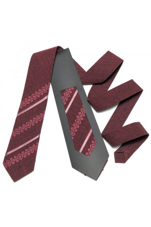 Вишита краватка «Макар» бордового кольору
