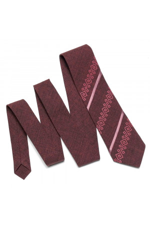 Вышитый галстук «Макар» бордового цвета