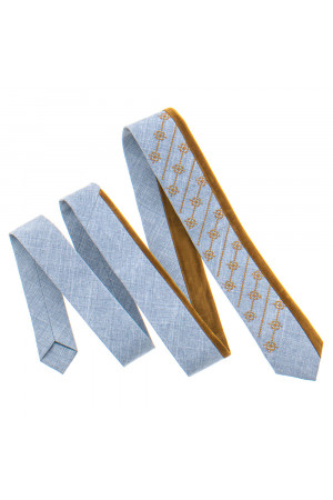 Вишита краватка «Федір» сірого кольору з вохрою