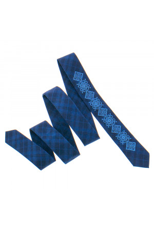 Вузька краватка «Григір» темно-синього кольору
