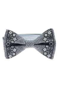 Вишита краватка-метелик «Мирон» сірого кольору