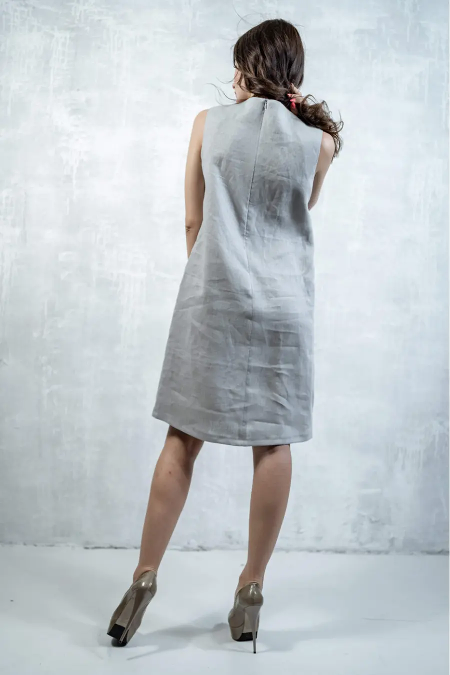 Peacock Feather Dress in Gray, $ 48.65, in the category "Embroidered dresses"  | Buy in Kiev with delivery across Ukraine in the ETNOHATA store