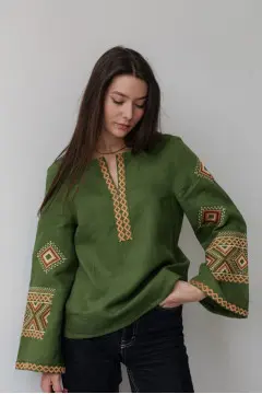 Вышиванка «Чарівна стихія» цвета хаки