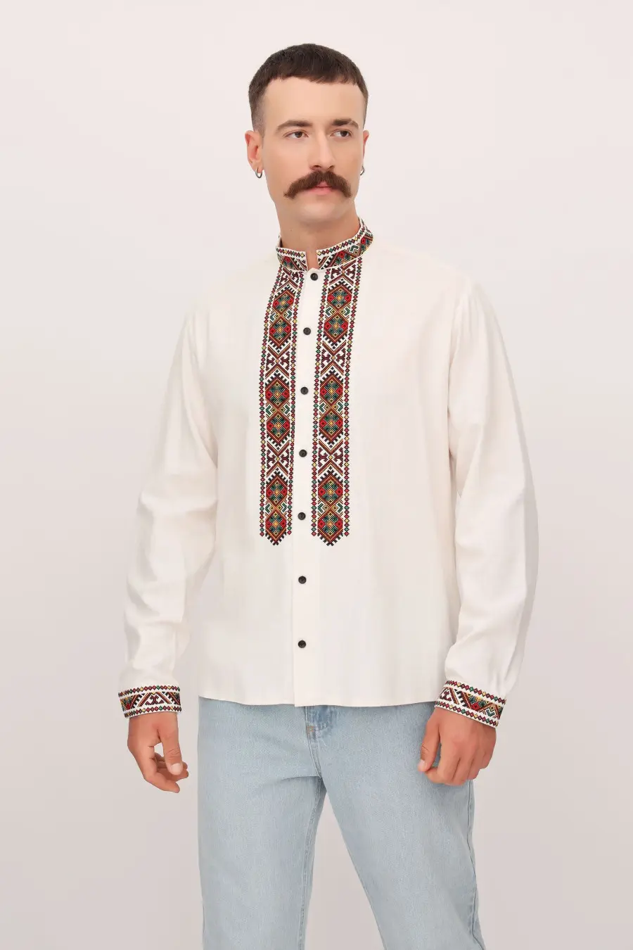 Men's embroidered shirt "Yakub" milky color, $ 97.30, in the category  "Men's embroidered shirts" | Buy in Kiev with delivery across Ukraine in  the ETNOHATA store