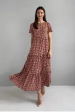 "Helia" terracotta print dress