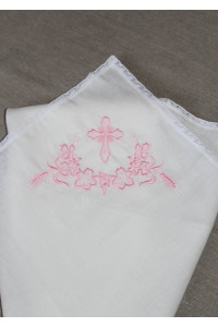 Набор для крещения с вышивкой розового цвета