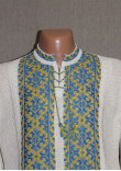 В'язана вишиванка "УПА" з жовто-блакитним орнаментом