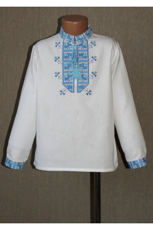 Вышиванка для мальчика "Полуботок" с вышивкой голубого цвета