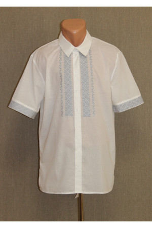 Подростковая рубашка "Возрождение" с вышивкой серого цвета КР 