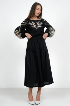 Embroidered shirt "Native Ear of Corn" in black