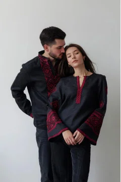 Pair of embroidered shirts "Magic Element" in black