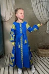 Dress for girls "Luxury-2" blue with yellow ornament