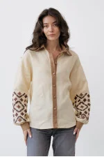 Embroidered shirt "Constellation of Traditions" milky color