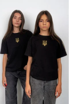Embroidered T-shirts for mother and daughter "Patriotic" in black