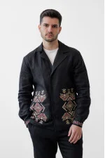 Men's embroidered shirt "Pleiade of patterns" in black