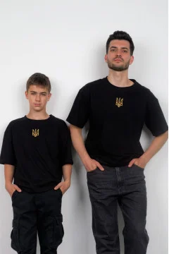 Embroidered T-shirts for father and son "Patriotic" in black