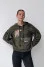 Embroidered hoodie "Bird of Power" in khaki color