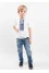 Boy's T-shirt "Colorful" white with blue-gray ornament