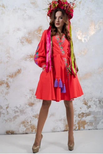 Coral-colored dress "Color"