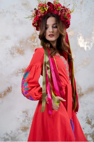 Coral-colored dress "Color"