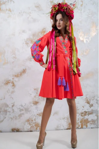 Coral-colored dress "Color"