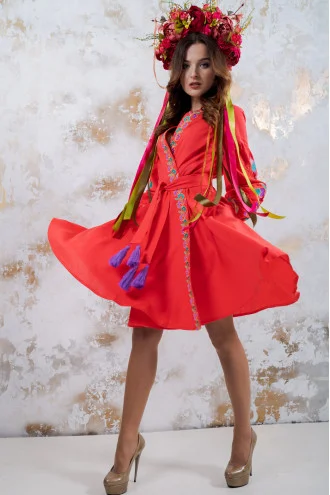 Coral-colored dress "Color"
