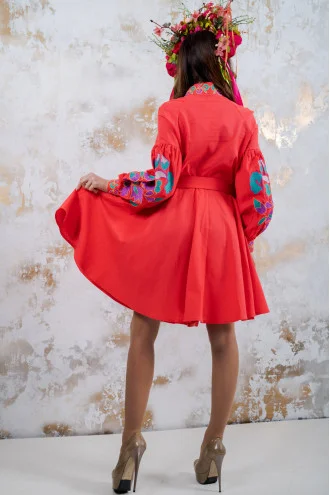 Coral-colored dress "Color"