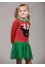 "Dipsy" burgundy dress with green