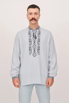 Men's embroidered shirt "Serpanok" gray, KR