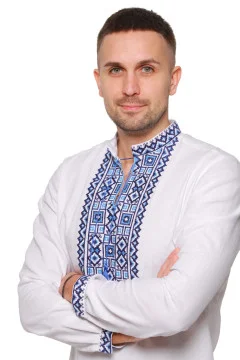 Вишиванка «Поділля» з синім орнаментом