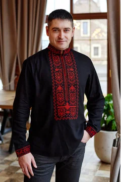 Чоловіча вишиванка «Звитяга» чорного кольору