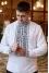 Men's embroidered shirt "Tryzub" in milky color with black ornament