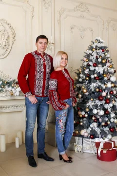 Knitted vyshyvanka "Lyubozar" red