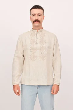 Men's embroidered shirt "Timothy" beige