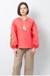 Embroidered shirt "Cossack godfather" coral color