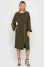 Embroidered dress "Blooming Garden" in khaki with yellow ornament