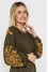 Embroidered dress "Blooming Garden" in khaki with yellow ornament