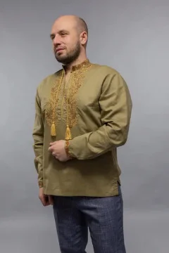 Вишиванка «Дубок» кольору хакі