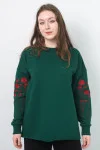 Women's sweatshirt "Oreya" dark green with red ornament