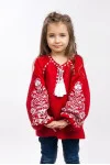 Вышиванка для девочки «Дерево життя» красного цвета