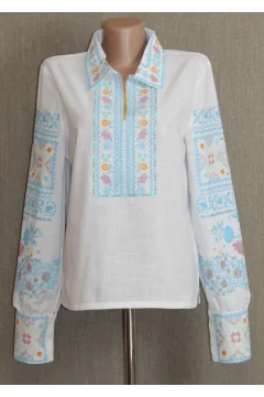 Embroidered shirt "Zoreslava" with blue ornament