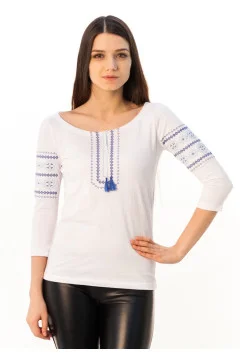T-shirt "Lviv'yanka" white with blue ornament