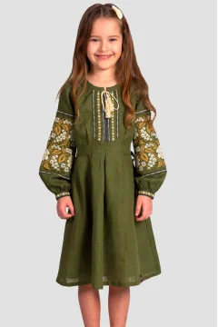Dress for girls "Yanina" olive color