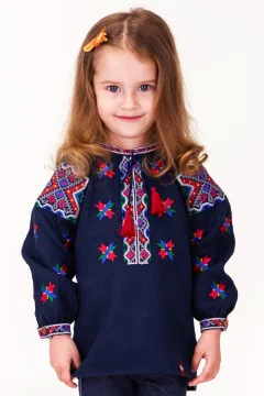 Вишиванка для дівчинки «Марійка» синього кольору