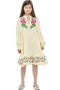 Dress for a girl "Peony" milky color