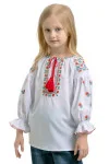 Вышиванка для девочки «Веселка» белого цвета с оранжевым орнаментом