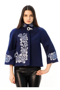 Demi-season coat "Wild Rose" blue