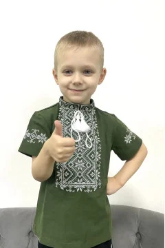 T-shirt for boys "Zoryanchik" khaki with white ornament