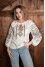 Embroidered shirt "Amber Star" in milky color with black ornament